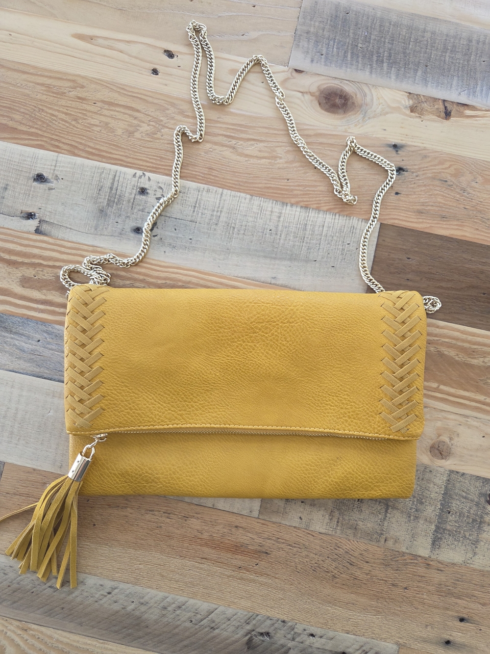 Moda‎ Luxe Mustard Yellow Women’s Crossbody Clutch with Tassel
